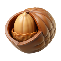 elegant minimalist Open walnut shell with nut inside premium png