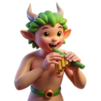 wonderful creative A mischievous satyr playing a pan flute in a sun-drenched forest glade, surrounded by playful nymphs, in a vibrant, Impressionistic style original png