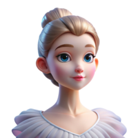 serene rustic Portrait of a graceful ballerina with delicate features and flowing tulle, lit by a soft spotlight, in an Impressionistic style high quality png