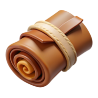 beautiful artistic Realistic, leather-bound treasure map, rolled up, tied with string premium png
