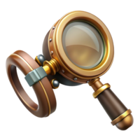dramatic abstract Steampunk monocle with a brass frame and a magnifying glass genuine png