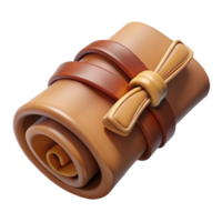 extraordinary vintage Realistic, leather-bound treasure map, rolled up, tied with string high quality png