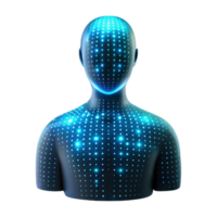 wonderful creative A human silhouette merging with digital code, illuminated by a bright, white light, in a futuristic style detailed png