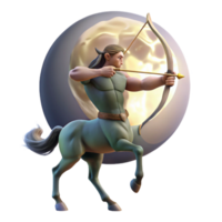 magnificent vintage A fierce centaur with a bow and arrow drawn, preparing to fire, illuminated by the light of a full moon. Mythological creature, realistic depiction high resolution png