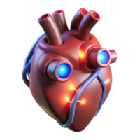 impressive modern Bio-mechanical heart with pulsating lights 4K png