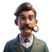 extraordinary abstract Portrait of a man with a handlebar mustache and a monocle, dramatic backlighting, Victorian era style 4K png