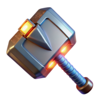 impressive minimalist Mjolnir, Thor's hammer, powerful and glowing, high resolution png