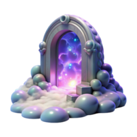 magnificent abstract A mystical portal shimmering with iridescent light, leading to an unknown world, surrounded by swirling mist. Surreal style high quality png