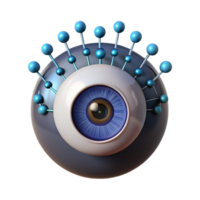vibrant modern A single human eye reflecting a complex network of binary code, dramatic chiaroscuro lighting, digital art style original png