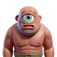 elegant contemporary Cyclops, giant with single eye, scowling, authentic png