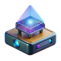 extraordinary classic Advanced holographic projector displaying a 3D model detailed png