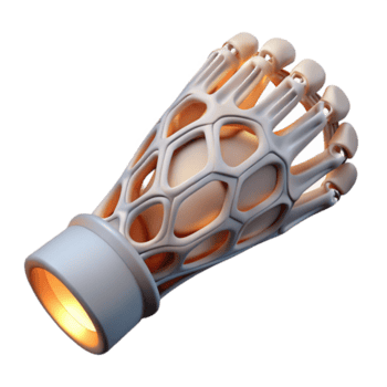 serein traditionnel une 3d imprimé prothétique membre avec complexe treillis, illuminé par une doux, diffus lumière, dans une minimaliste style professionnel png