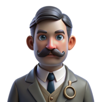 vibrant abstract Portrait of a man with a handlebar mustache and a monocle, dramatic backlighting, Victorian era style professional png