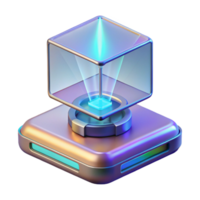 extraordinary creative Advanced holographic projector displaying a 3D model authentic png