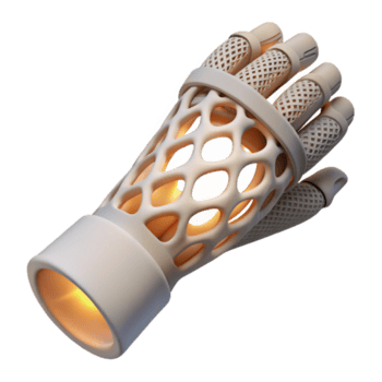 extraordinaire contemporain une 3d imprimé prothétique membre avec complexe treillis, illuminé par une doux, diffus lumière, dans une minimaliste style exclusif png