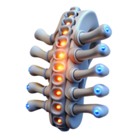 beautiful minimalist Cybernetic spine implant, glowing nodes, intricate wiring detailed png