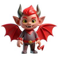 stunning minimalist A mischievous imp with fiery red skin and bat-like wings, dimly lit, gothic style detailed png
