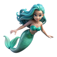 magnificent abstract A beautiful mermaid with flowing turquoise hair, swimming in a coral reef, illuminated by underwater sunlight. Photorealistic style genuine png
