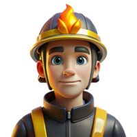 extraordinary artistic Portrait of a courageous firefighter with a helmet and a determined gaze, illuminated by the flickering flames of a fire, in a heroic, dramatic style detailed png