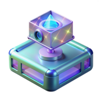 beautiful abstract Advanced holographic projector displaying a 3D model original png