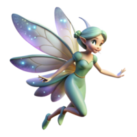 magnificent creative A delicate fairy with iridescent wings and sparkling dust trailing behind her, flying through a moonlit forest, illuminated by the soft glow of the moon. Dreamlike style detailed png