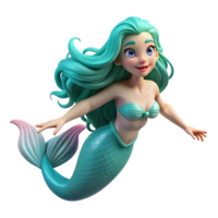 extraordinary minimalist A beautiful mermaid with flowing turquoise hair, swimming in a coral reef, illuminated by underwater sunlight. Photorealistic style 4K png