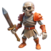 impressive rustic A skeleton warrior, holding a rusty sword authentic png