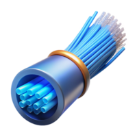 serene creative A close-up of a fiber optic cable transmitting data, illuminated by a pulsing, blue light, in a macro photography style exclusive png