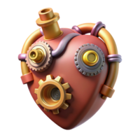 serene creative Steampunk heart with gears and pipes authentic png