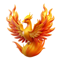 impressive creative A regal phoenix rising from a bonfire, flames swirling around its fiery plumage, in a vibrant, majestic style exclusive png