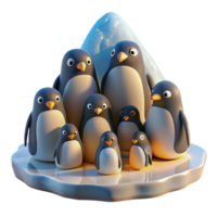 serene traditional A colony of penguins huddled together on a icy shore, illuminated by the soft light of the Antarctic sun, in a stark, photorealistic style premium png