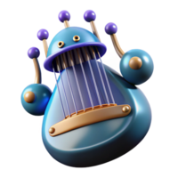 elegant abstract Alien musical instrument with shimmering strings high quality png
