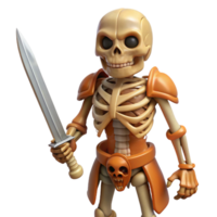 impressive artistic Realistic, human skeleton, posed, holding a sword high resolution png