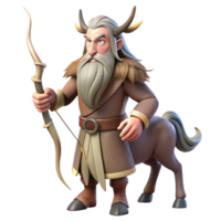 beautiful rustic A wise old centaur with a long flowing beard and a bow and arrow, stands guard in a mystical forest. Soft, dappled sunlight. Mythological fantasy art style authentic png