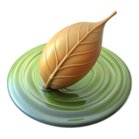 wonderful artistic A single leaf floating on water, ripples spreading outwards, soft diffused light, minimalist photography high quality png