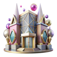wonderful artistic Futuristic Building Facade Isolated with Geometric Design for Architecture high quality png