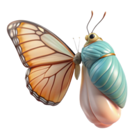 elegant classic A butterfly emerging from its chrysalis, delicate wings unfolding, soft diffused light, macro photography professional png