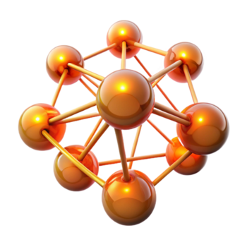 elegante contemporáneo un red de interconectado, brillante orbes, pulsante con un cálido, bioluminiscente luz, parecido a un complejo neural red. bioarte estilo genuino png