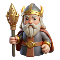 extraordinary modern Odin, Norse Allfather, holding Gungnir, authentic png
