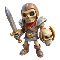 stunning rustic A skeleton warrior, holding a rusty sword high quality png