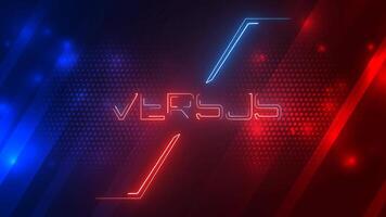 illuminated neon versus green screen background. Battle headline, confrontation and comparison template video