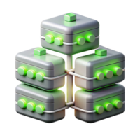impressive contemporary A network of interconnected servers, blinking green lights, data center style original png