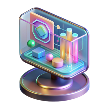 dramatic contemporary Holographic interface display, complex data visualization high resolution png
