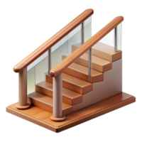 serene rustic Modern stair railing, wooden, genuine png