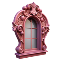 wonderful classic Victorian window frame, intricate carvings, high resolution png