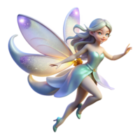vibrant abstract A delicate fairy with iridescent wings and sparkling dust trailing behind her, flying through a moonlit forest, illuminated by the soft glow of the moon. Dreamlike style genuine png