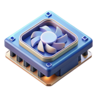 magnificent abstract Microchip processor with cooling fan high quality png