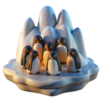 beautiful artistic A colony of penguins huddled together on a icy shore, illuminated by the soft light of the Antarctic sun, in a stark, photorealistic style detailed png