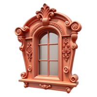 elegant abstract Victorian window frame, intricate carvings, 4K png