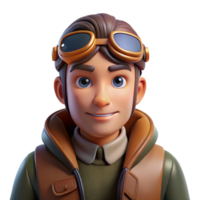 extraordinary minimalist Portrait of a skilled pilot with an aviator jacket and a focused expression, illuminated by the bright cockpit lights, in a realistic, aviation-themed style 4K png